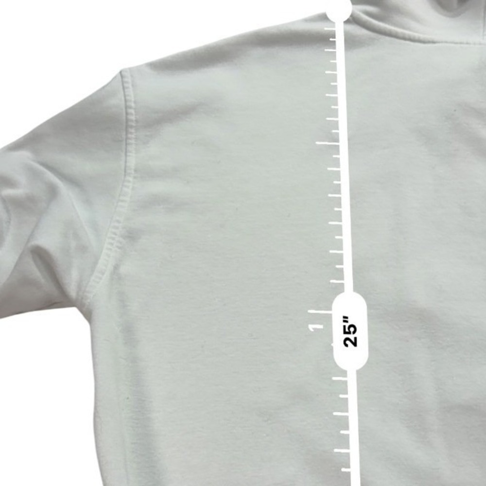 H&M Nirvana Womens Hoodie White Pink Smiley Face Graphic Cotton Blend Fleece L - Picture 8 of 12